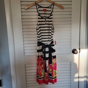 ELLE Women's Dress MEDIUM Black Ivory Pink Reezy South Beach Style Floral NWT